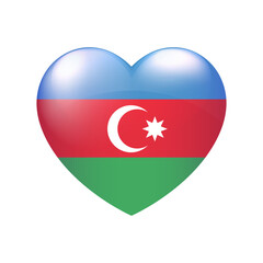Fototapeta premium Vector Azerbaijan Flag Heart icon. Glossy emblem. Country love symbol. Isolated illustration eps10