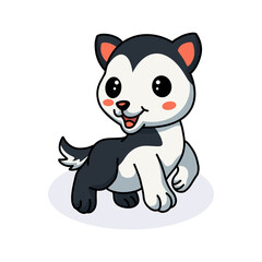 Cute little husky dog cartoon