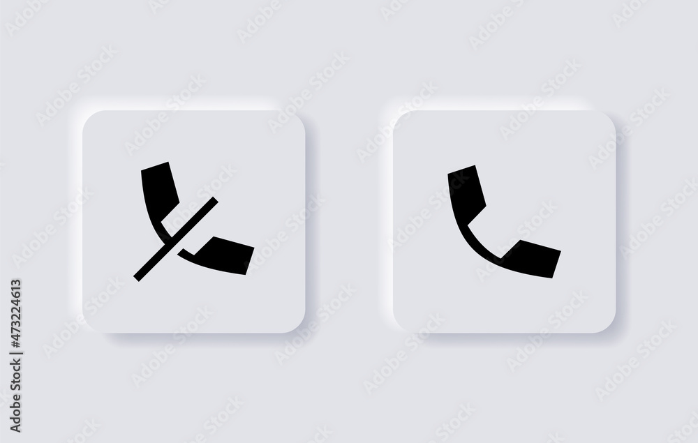 Fototapete phone call icon in neumorphism buttons, no call decline symbol - no telephone calls cellphone, forbi