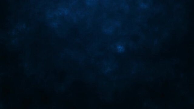 Atmospheric dark blue cloud  flow up on top on dark background.4K 3D dark blue cloud slowly floating through space against black background.
