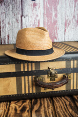 vintage suitcase and hat