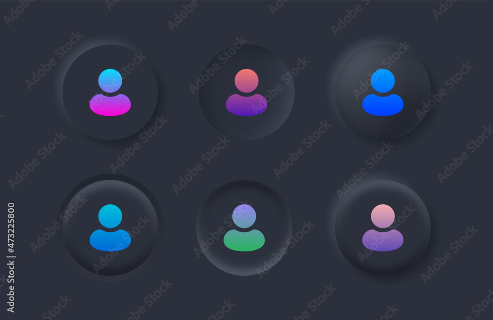Fototapete profile user icon with gradient color in black neumorphism buttons, login account sign, male person profile avatar symbol in circle with neumorphic style ui user interface for apps and website
