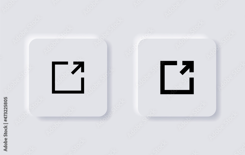 Fototapete page open new window icon in neumorphism buttons, External Link Icon symbol, open another tab icon button with neumorphic style ui user interface for apps and website
