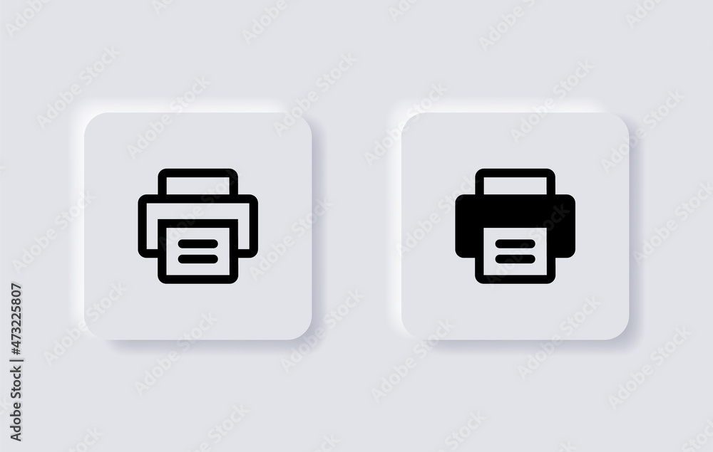 Fototapete printer icon in neumorphism buttons - Document desktop print icon symbol - fax icon button with neumorphic style ui user interface for apps and website

