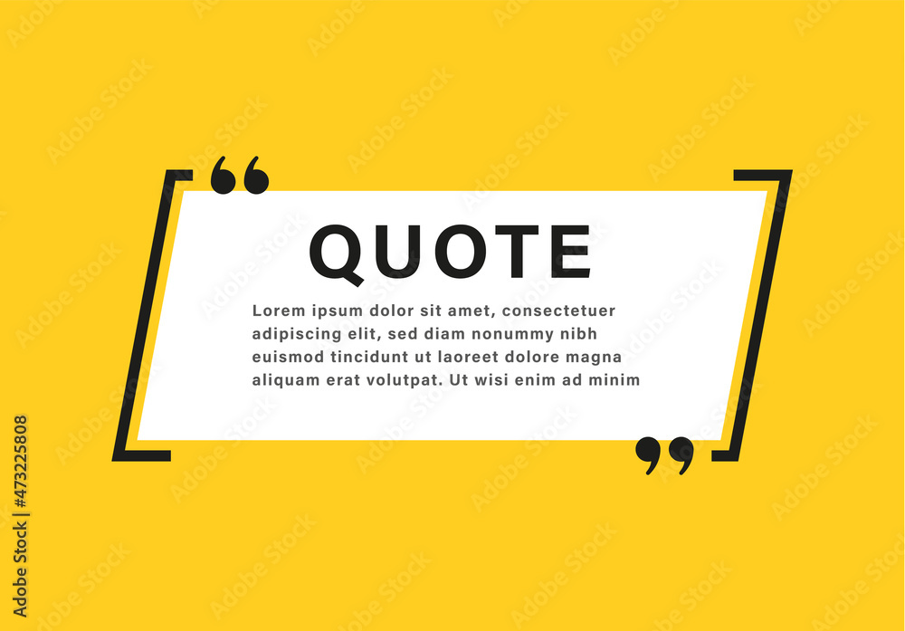 Poster quote box frame. texting boxes with quotation marks. line quote frames