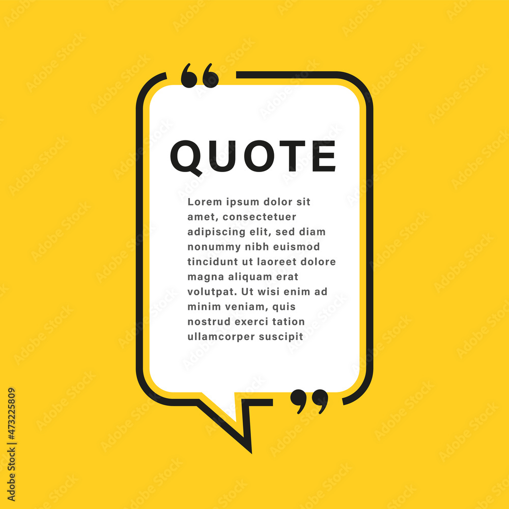 Poster quote box speech bubble frame. texting boxes with quotation marks. line quote frames