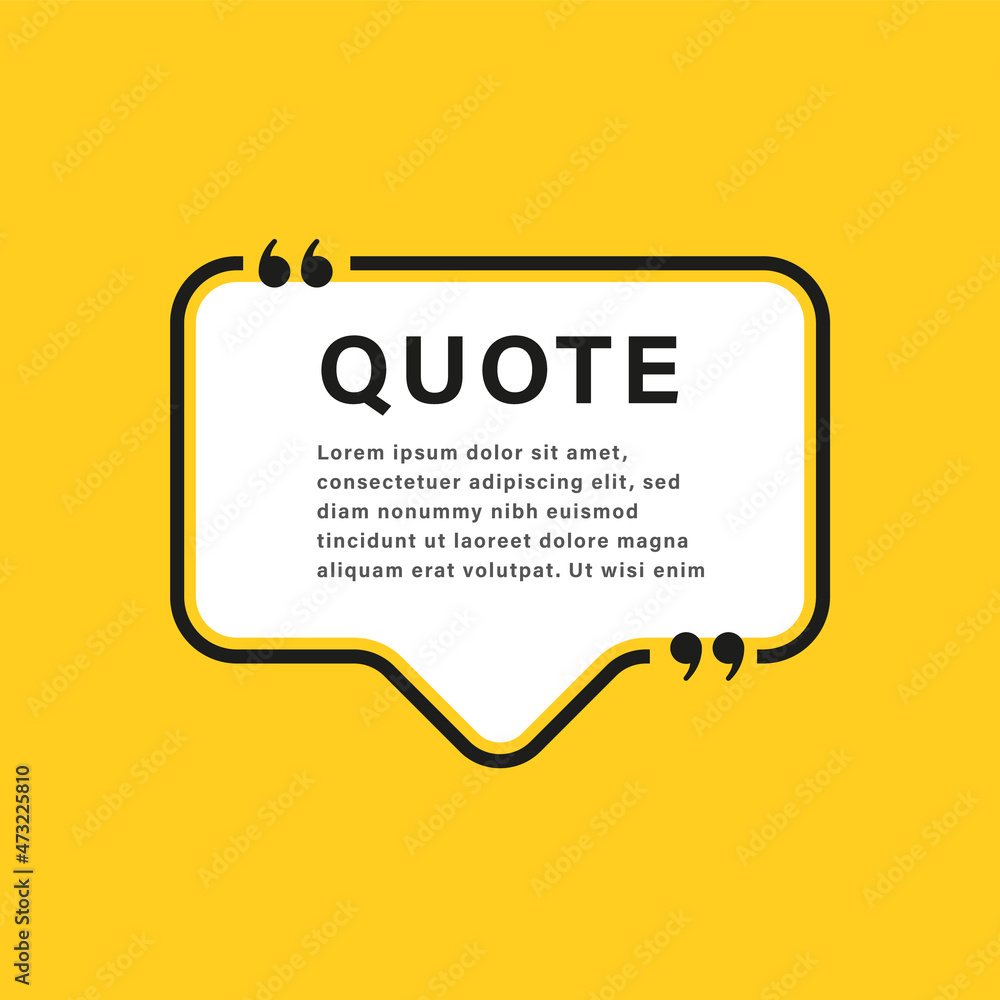 Poster quote box speech bubble frame. texting boxes with quotation marks. line quote frames
