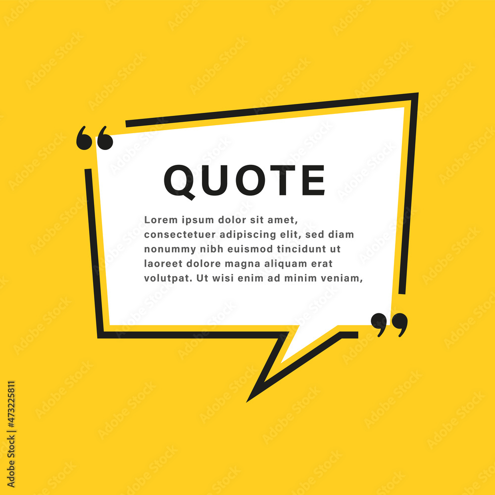 Poster quote box speech bubble frame. texting boxes with quotation marks. line quote frames