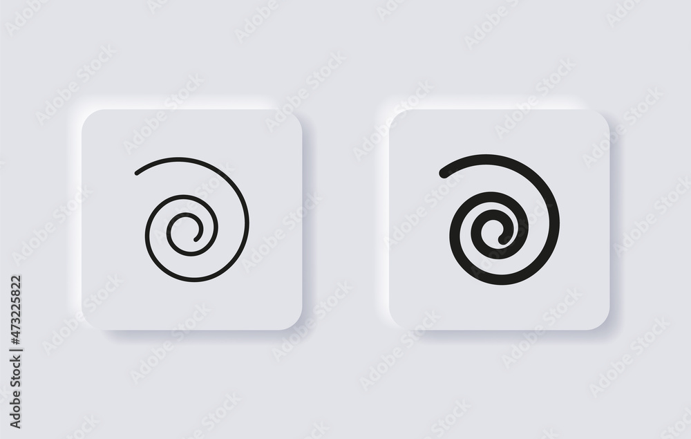 Fototapete spiral icon, swirl symbol in neumorphism buttons, Helix and scroll flat icons - gyre loop shape icon with neumorphic style ui user interface for apps and website

