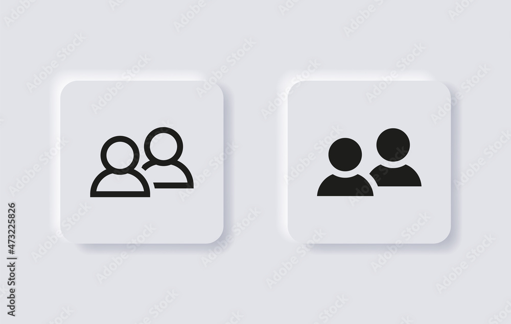 Aufkleber team user icon, two person symbol, group, friends, people, users icon in neumorphism buttons and neu