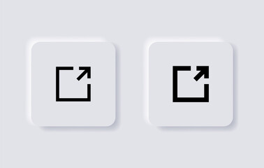 page open new window icon in neumorphism buttons, External Link Icon symbol, open another tab icon button with neumorphic style ui user interface for apps and website
