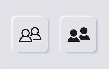 team user icon, two person symbol, group, Friends, people, users icon	in neumorphism buttons and neumorphic style for user interface, apps and website
