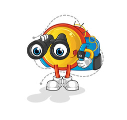 yoyo with binoculars character. cartoon mascot vector