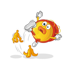 yoyo slipped on banana. cartoon mascot vector