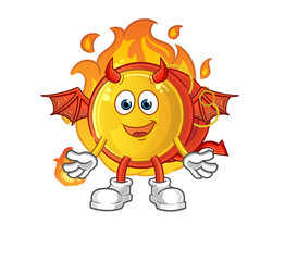 yoyo demon with wings character. cartoon mascot vector.