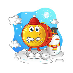 yoyo in cold winter character. cartoon mascot vector
