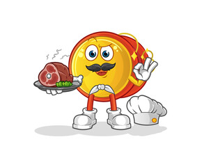 yoyo chef with meat mascot. cartoon vector