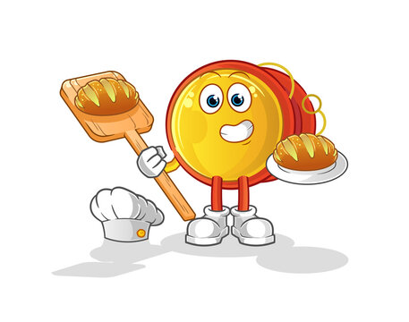 yoyo baker with bread. cartoon mascot vector