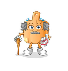 wooden placemat white haired old man. character vector