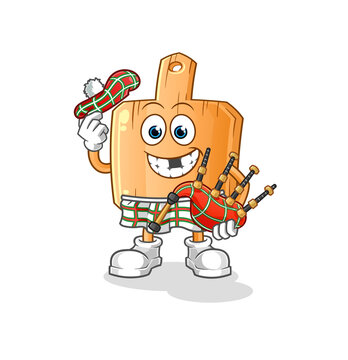 recommend clip art: wooden placemat scottish with bagpipes vector. cartoon character