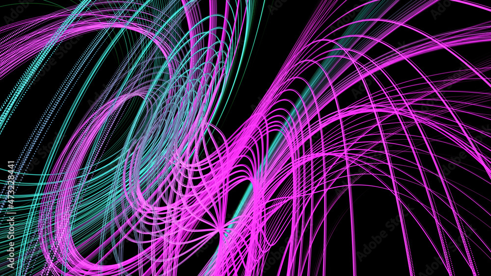 Poster black background with pink wave. abstract colored waves on a dark background. modern abstraction ban