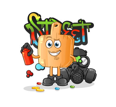 recommend clip art: wooden placemat graffiti artist vector. cartoon character