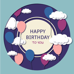 birthday card in paper style