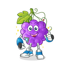 grape robot character. cartoon mascot vector