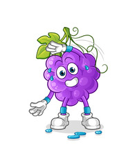 grape stretching character. cartoon mascot vector