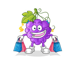 grape shoping mascot. cartoon vector