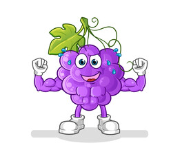 grape muscular cartoon. cartoon mascot vector