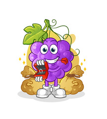 grape propose with ring. cartoon mascot vector