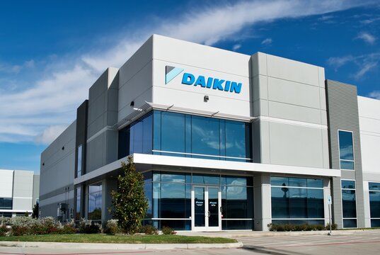 Daikin office building exterior logo air conditioning company business Houston, Texas USA 07-05-2021.
