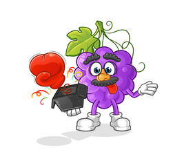 grape prank glove in the box. cartoon mascot