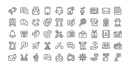 Communication icon set. Vector graphic illustration.
