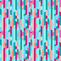 Polygonal pattern. Abstract geometric wallpaper of the surface. Striped multicolored background. Seamless pretty texture. Print for polygraphy, t-shirts and textiles. Vintage and retro style