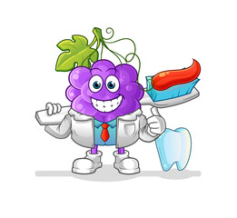 grape dentist illustration. character vector