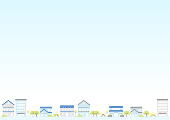 simple illustration of town and blue sky