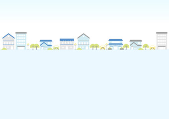 simple illustration of town and blue sky