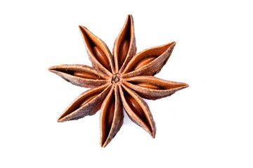 seeds seasoning star anise close up isolated on a white background