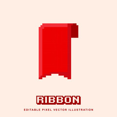 Pixel ribbon label icon vector illustration for video game asset, motion graphic and others