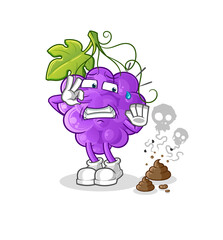 grape with stinky waste illustration. character vector - obrazy, fototapety, plakaty
