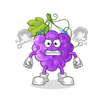 grape very angry mascot. cartoon vector