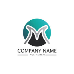 M Letter Logo Template and font design 