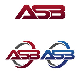 Modern 3 Letters Initial logo Vector Swoosh Red Blue ASB