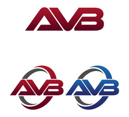 Modern 3 Letters Initial logo Vector Swoosh Red Blue AVB