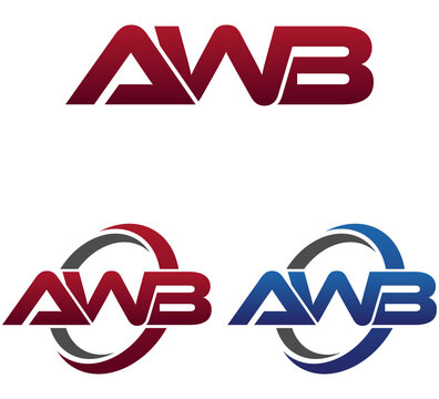 Modern 3 Letters Initial logo Vector Swoosh Red Blue AWB