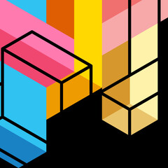 Obraz premium Abstract background. 3d cubes, cubic elements and blocks. Techno or business concept for wallpaper, banner, background, landing page