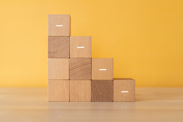 マイナスマークの入った積み木