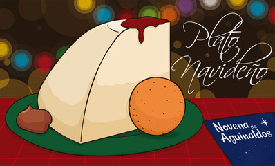 Colorful View of Traditional Colombian Xmas Dish, Vector Illustration